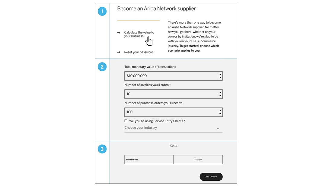 Ariba Network fee calculator — Step by Step